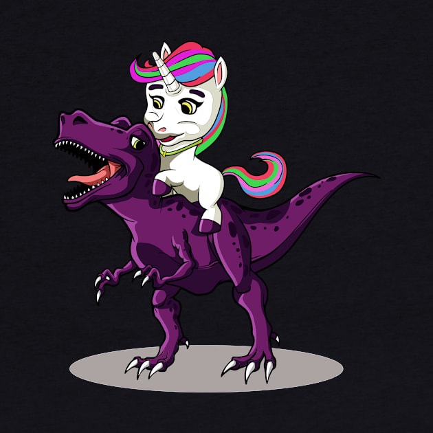 Unicorn riding Dinosaur T-Shirt I T-Rex gift by biNutz